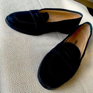 Manolo Blahnik classic suede loafers, black.